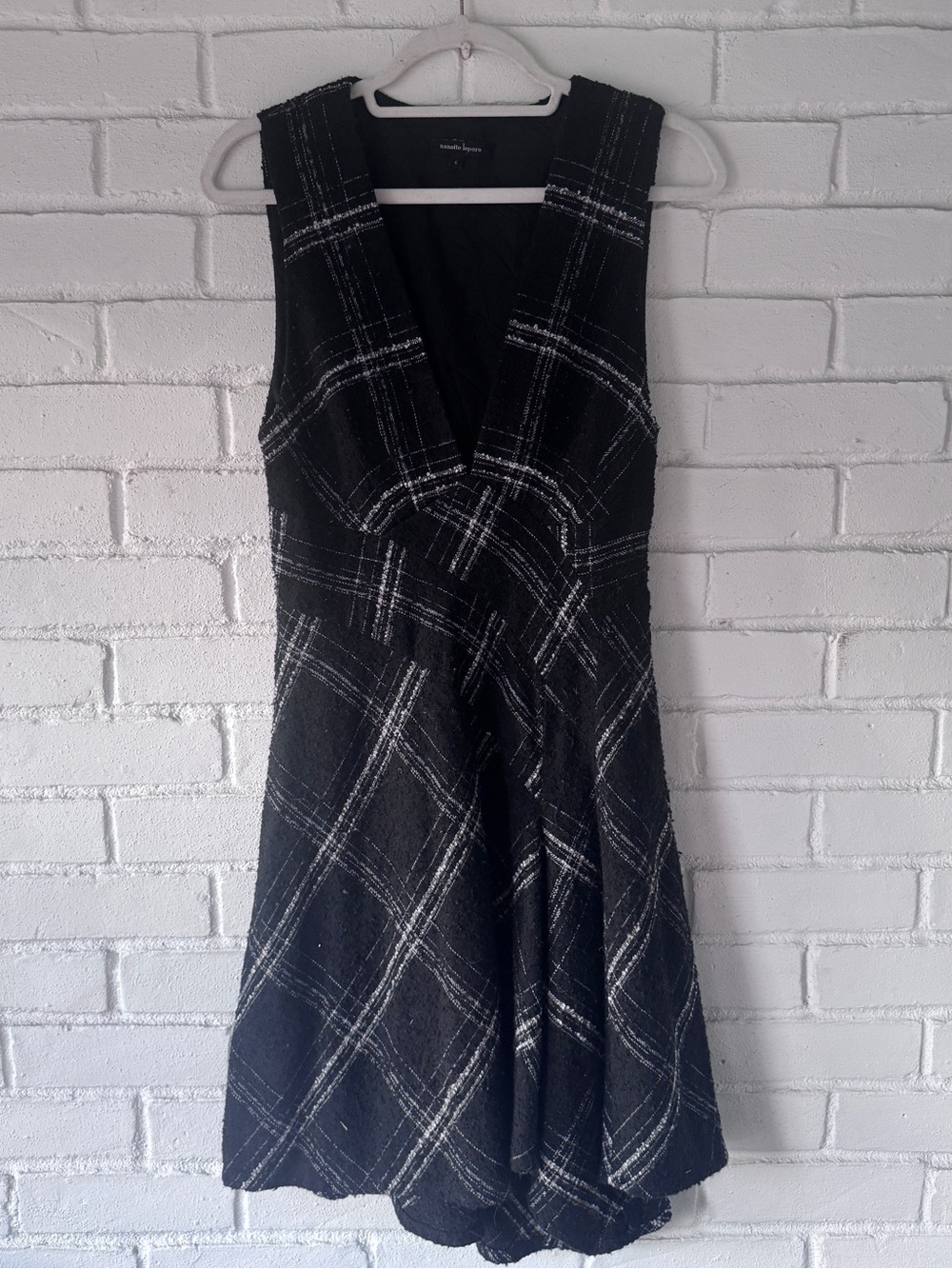 Nanette Lepore Sleeveless Black Plaid Wool A-Line Dress - Women’s Size 6